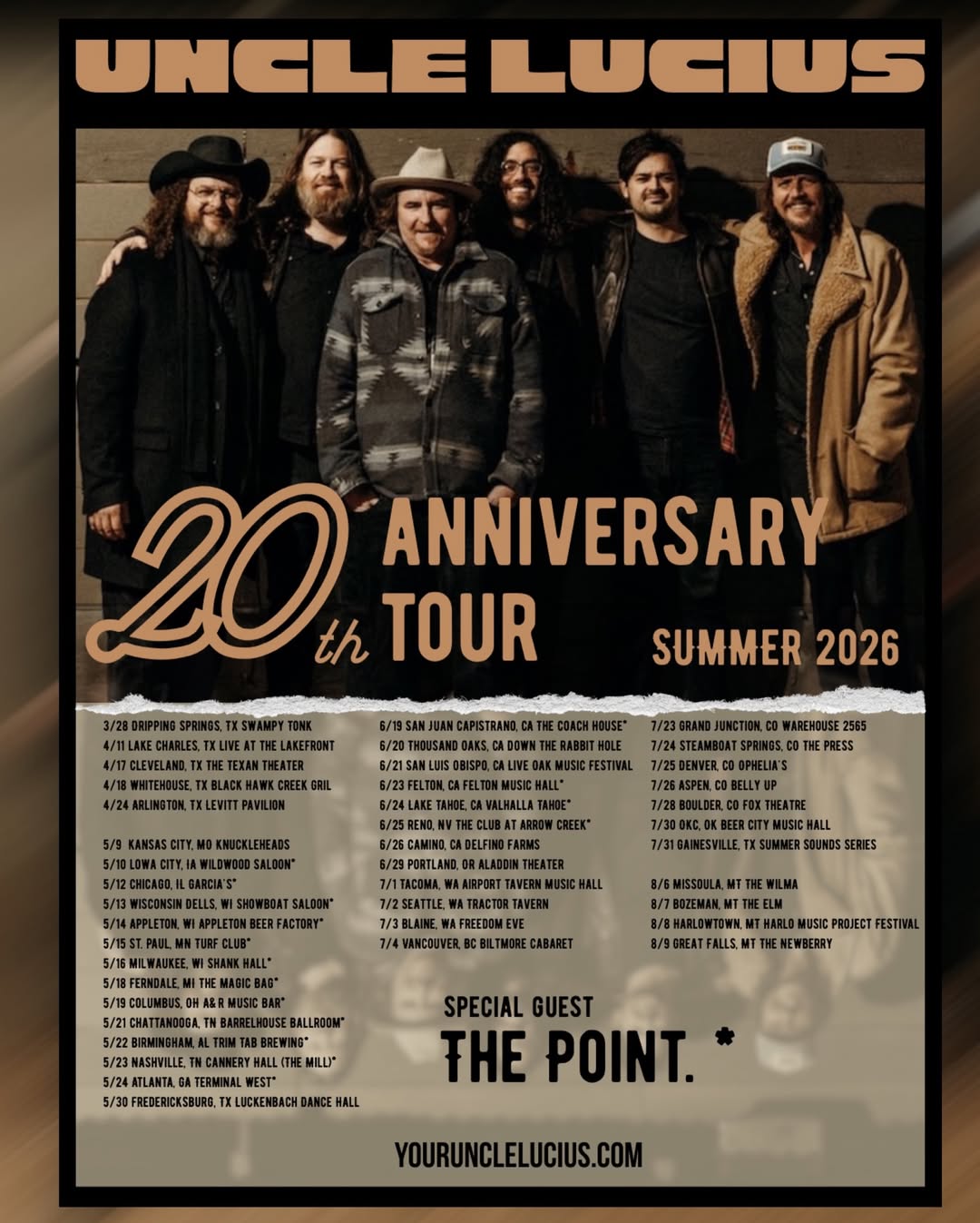 Uncle Lucius The 20th Anniversary Tour Poster 2026